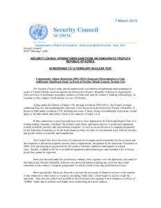 7 MarchSecurity Council SCDepartment of Public Information • News and Media Division • New York Security Council