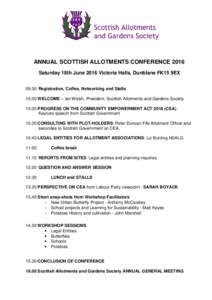ANNUAL SCOTTISH ALLOTMENTS CONFERENCE 2016 with logoSarahBoyackVersion