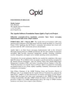 The Apache Software Foundation Names Qpid a Top-Level Project