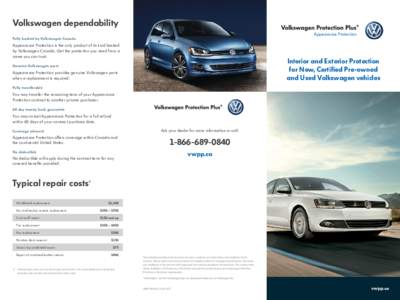 Volkswagen dependability Appearance Protection Fully backed by Volkswagen Canada  Appearance Protection is the only product of its kind backed