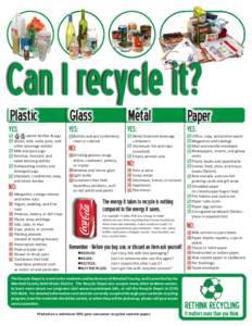 Can I recycle it? Plastic Glass  YES: