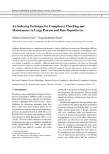 Enterprise Modelling and Information Systems Architectures Vol. 11, NoDOI:emisa.11.2 An Indexing Technique for Compliance Checking and Maintenance in Large Process and Rule Repositories An Indexing T