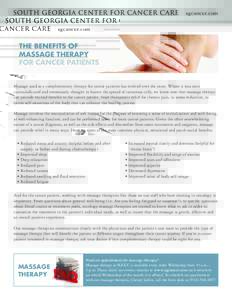 sgcancer.com  The Benefits of Massage Therapy for Cancer Patients