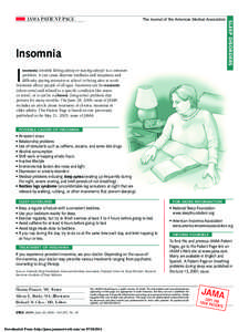 The Journal of the American Medical Association  Insomnia I