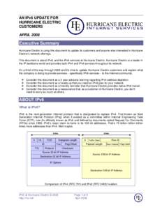 Microsoft Word - Hurricane Electric IPv6 Update - April 2008.doc