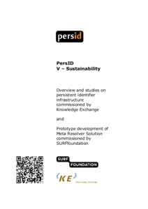 PersID V – Sustainability Overview and studies on persistent identifier infrastructure