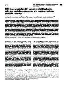 RIP3 is downregulated in human myeloid leukemia cells and modulates apoptosis and caspase-mediated p65&sol;RelA cleavage
