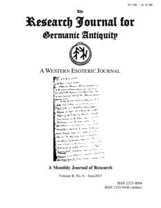$10 USD / £6.50 GBP  The Research Journal for Germanic Antiquity