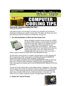 Tech Tip 52-Computer Cooling Tips-Part II