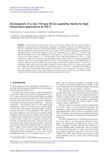 MATEC Web of Conferences 14, DOI: matecconfc Owned by the authors, published by EDP Sciences, 2014   Development of a new 718-type Ni-Co superalloy family for high