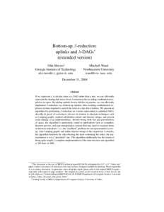 Bottom-up β-reduction: uplinks and λ-DAGs∗ (extended version) Olin Shivers† Georgia Institute of Technology 