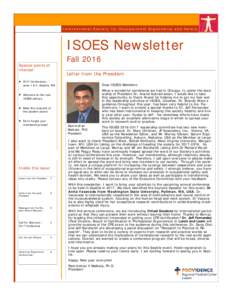 International Society for Occupational Ergonomics and Safety  ISOES Newsletter FallSpecial points of