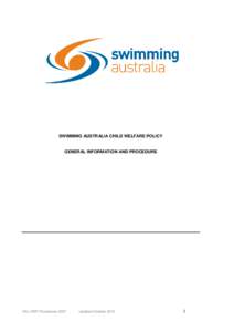 SWIMMING AUSTRALIA CHILD WELFARE POLICY  GENERAL INFORMATION AND PROCEDURE SAL CWP Procedures 2007