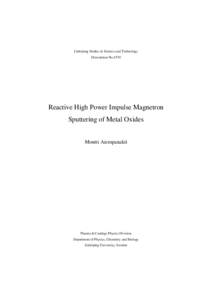 Reactive High Power Impulse Magnetron Sputtering of Metal Oxides