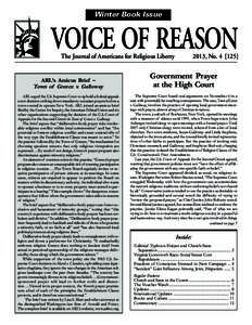 Winter Book Issue  VOICE OF REASON The Journal of Americans for Religious Liberty  ARL’s Amicus Brief –