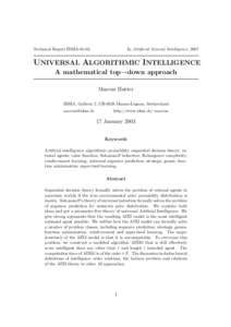 Technical Report IDSIAIn Artificial General Intelligence, 2007 UNIVERSAL ALGORITHMIC INTELLIGENCE A mathematical top→down approach