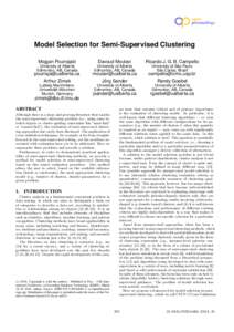 Model Selection for Semi-Supervised Clustering Mojgan Pourrajabi Davoud Moulavi  Ricardo J. G. B. Campello