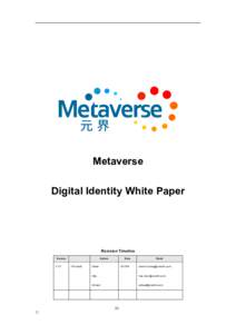 Metaverse Digital Identity White Paper Revision Timeline Version V1.0