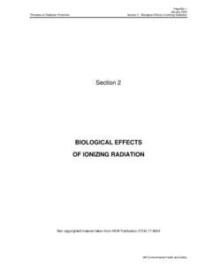 Page Bio-1 January 2006 Section 2 – Biological Effects of Ionizing Radiation Principles of Radiation Protection