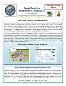 March 2013 – Issue #31  County Executive’s Newsletter to the Commission  Page One