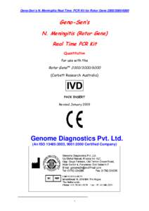 Geno-Sen’s N. Meningitis Real Time PCR Kit for Rotor GeneGeno-Sen’s N. Meningitis (Rotor Gene) Real Time PCR Kit Quantitative