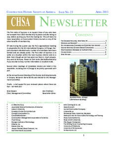 Construction History Society of America  April 2013 Issue No. 23