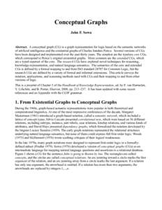 Conceptual Graphs John F. Sowa Abstract. A conceptual graph (CG) is a graph representation for logic based on the semantic networks of artificial intelligence and the existential graphs of Charles Sanders Peirce. Several