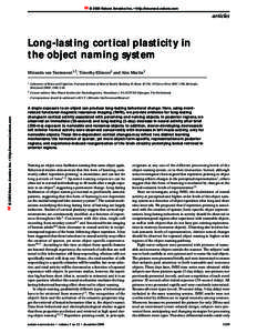 © 2000 Nature America Inc. • http://neurosci.nature.com  articles Long-lasting cortical plasticity in the object naming system