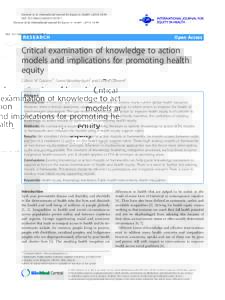 Critical examination of knowledge to action models and implications for promoting health equity