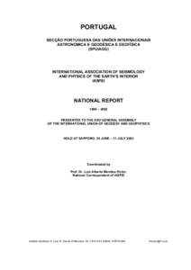 DIVISION OF SEISMOLOGY OF THE INSTITUTO DE METEOROLOGIA REPORT
