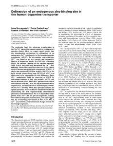 The EMBO Journal Vol.17 No.15 pp.4266–4273, 1998  Delineation of an endogenous zinc-binding site in