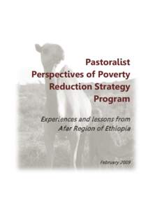 Pastoralist Perspectives of Poverty Reduction Strategy Program Experiences and lessons from Afar Region of Ethiopia