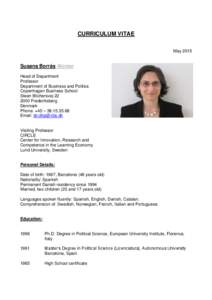 CURRICULUM VITAE May 2015 Susana Borrás Alomar Head of Department Professor