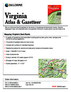 DE LORME  Virginia  Atlas & Gazetteer