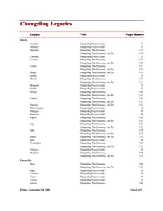 Changeling Legacies Legacy Title  Page Number
