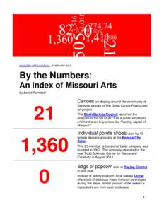 MISSOURI ARTS COUNCIL ▪ FEBRUARYBy the Numbers: An Index of Missouri Arts by Leslie Forrester