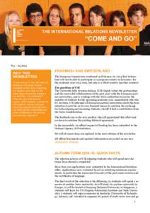 N.4 – WHY THIS NEWSLETTER “Come and go” is the International Relations and Study-abroad