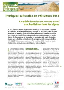 Télécharger les données au format tableur  Numérojuin 2016 Pratiques culturales en viticulture 2013 La météo favorise un recours accru
