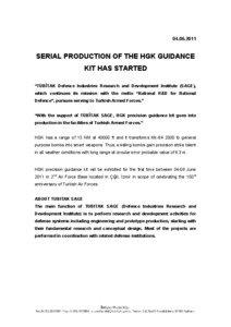 [removed]SERIAL PRODUCTION OF THE HGK GUIDANCE