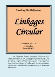 Senate of the Philippines  Linkages Circular Volume 9 No. 3.2 September