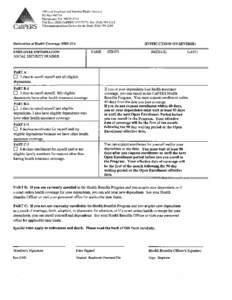 Declaration of Health Coverage Form (HBD-12A)