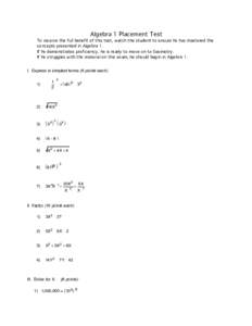Microsoft Word - Algebra 1 Competency Exam.docx