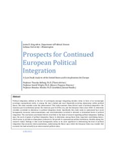 Prospects for Continued European Political Integration