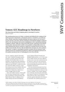 Yemen’s GCC Roadmap to Nowhere. Elite Bargaining and Political Infighting Block a Meaningful Transition