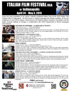 ITALIAN FILM FESTIVAL USA OF Indianapolis  April 24 - May 3, 2015