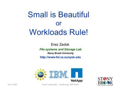 Small is Beautiful or Workloads Rule! Erez Zadok File systems and Storage Lab