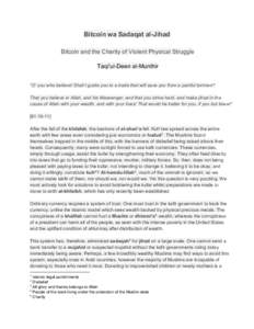 Bitcoin wa Sadaqat al­Jihad    Bitcoin and the Charity of Violent Physical Struggle     Taqi’ul­Deen al­Munthir 
