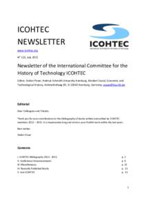 ICOHTEC NEWSLETTER www.icohtec.org No 123, JulyNewsletter of the International Committee for the