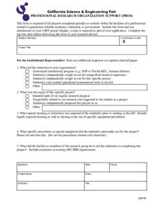 Professional Research Opportunity Support form (PROS)