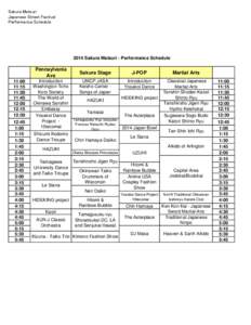 Sakura Matsuri Japanese Street Festival Performance Schedule 2014 Sakura Matsuri - Performance Schedule